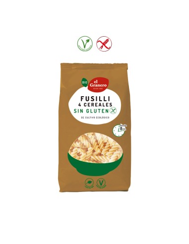 FUSILLI DE 4 CEREALES SIN GLUTEN BIO - 500GR.