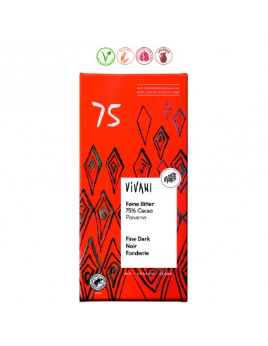 TABLETA CHOCOLATE NEGRO PANAMA 75% AZUCAR DE COCO 