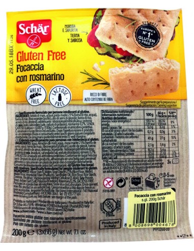 PAN FOCACCIO CON ROMERO SIN GLUTEN - 200GR.