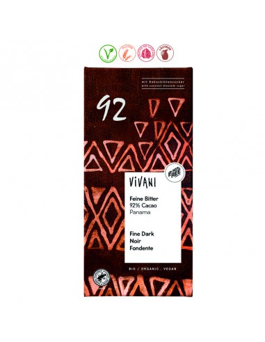 TABLETA CHOCOLATE NEGRO 92%  PANAMA AZUCAR COCO - 