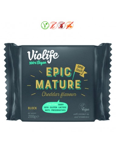 (F) BLOQUE VEGANO CHEDDAR CURADO EPIC - 200GR.