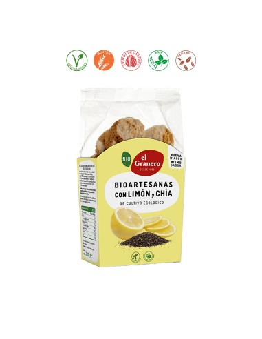 GALLETAS ARTESANAS TRIGO/ LIMON/ CHIA BIO - 220GR.