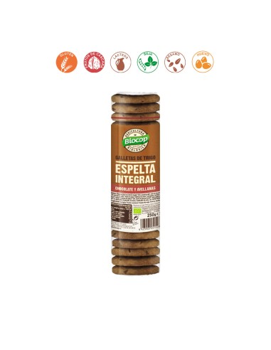 GALLETAS ESPELTA INTEGRAL CHOCO Y AVELL. S/PALMA - 250GR