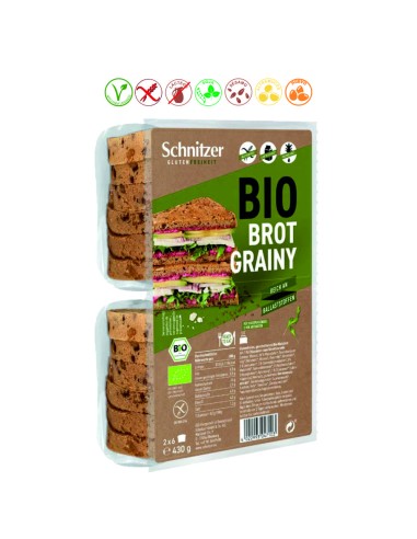 PAN MOLDE REBANADAS GRAINY SIN GLUTEN - 430GR.