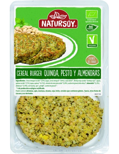 (F) HAMBURGUESA CEREAL BURGER QUINOA PESTO Y ALMENDRAS