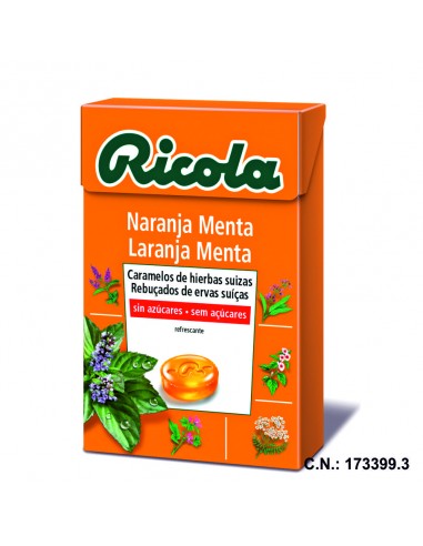 RICOLA CARAMELOS SIN AZUCAR NARANJA MENTA - 50GR.