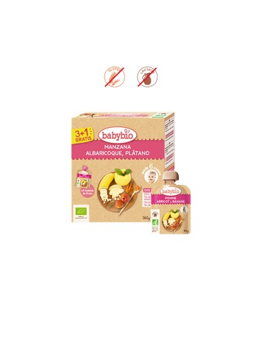 BABYBIO POUCHE MANZANA ALBARICOQUE PLATANO BIO - 4