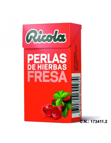 RICOLA PERLAS SIN AZUCAR FRESA - 25GR.