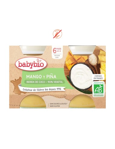 BABYBIO YOGUR VEGETAL COCO MANGO PIÑA - 2x130GR.