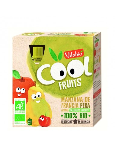 POUCHE VITABIO COOL FRUITS MANZANA PERA ACEROLA - 4x90GR.