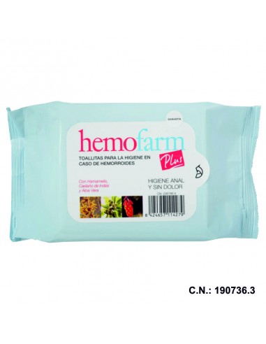 HEMOFARM PLUS TOALLITAS HEMORROIDES - 20 TOALLITAS