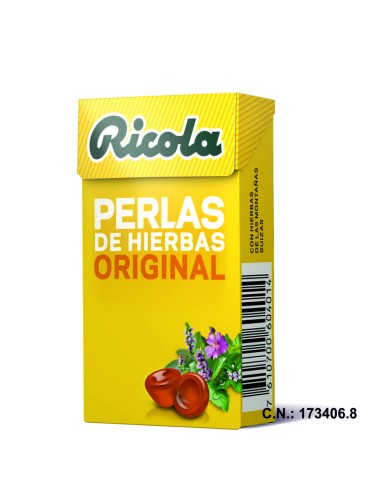 RICOLA PERLAS SIN AZUCAR HIERBAS ORIGINAL - 25GR.