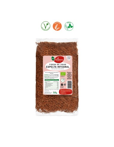 FIDEOS DE TRIGO ESPELTA INTEGRAL BIO - 500GR.