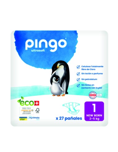 PAÑALES T1 RECIEN NACIDO 2-5 KG BIO - 27 UDS.