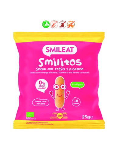 SMILITOS SNACK CON FRESA Y PLATANO BIO - 25GR.