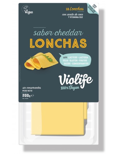 (F) LONCHAS VEGANAS SABOR CHEDDAR - 200GR.