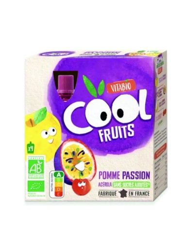 POUCH VITABIO COOL FRUITS MANZANA MARACUYA - 4x90GR.