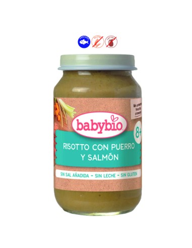 BABYBIO MENU RISSOTO PUERROS SALMON (+8M) - 200GR.