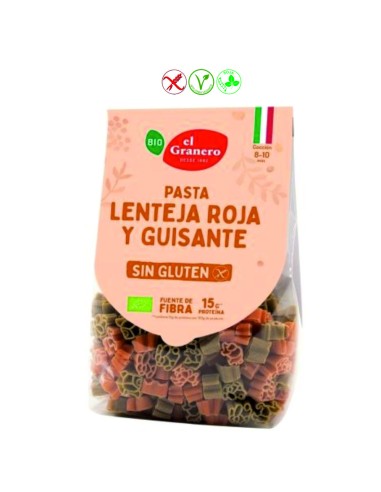 PASTA LENTEJA Y GUISANTES ANIMALES SIN GLUTEN - 250GR.