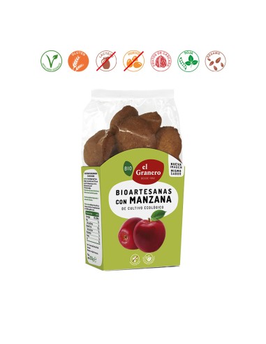 GALLETAS ARTESANAS CON MANZANA BIO - 250GR.