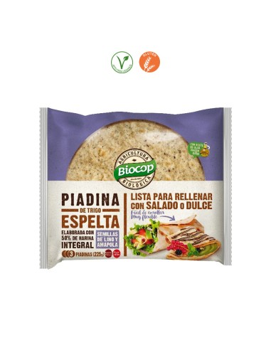 PIADINA ESPELTA LINO AMAPOLA 3U - 225GR.