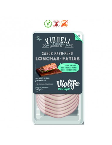 (F) LONCHAS VEGANAS VIODELI SABOR PAVO - 100GR.