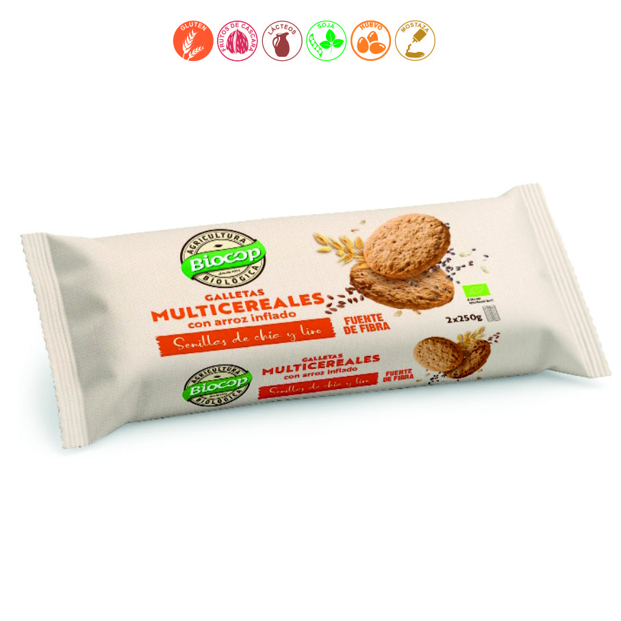 GALLETAS MULTICELEARES ARROZ INFLADO CHIA LINO - 2x250GR.