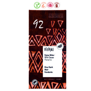 TABLETA CHOCOLATE NEGRO 92%  PANAMA AZUCAR COCO -